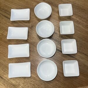Set 12‎ White Ceramic Ramekins Dessert Sushi Dip Party Food Dipping Sauces